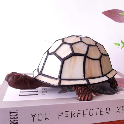 XPHMXP Cute Tortoise Lamp Cream Yellow Turtle Stained Glass Table Lamp Small Night Light Handmade Home Decoration Accent Gifts Light for Children Teenagers by XPHMXP - Used condition - Image 5