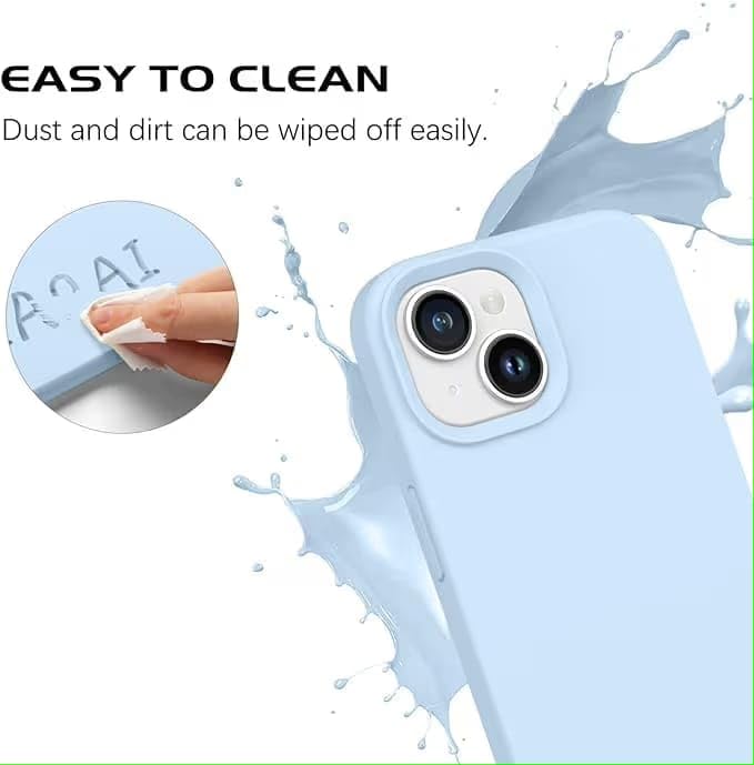 Image of Silicone Case compitable for iPhone 15, Light Blue Protective Cover with Camera Protection Smooth and Soft