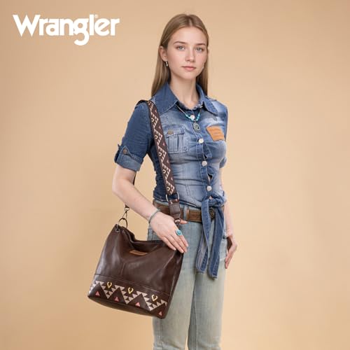 Image of Wrangler Hobo Bags for Women Vegan Leather Top Handle Shoulder Purses and Handbags