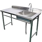 Stainless Steel Kitchen Sink with Faucet and Drainboard, Commercial Kitchen Sink with Large Drain Bowl for Restaurant… - Image 6