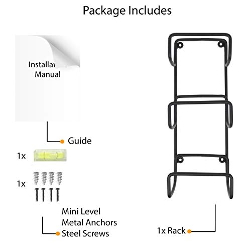 Wallniture Boto Towel Rack for Bathroom Wall Decor, Wrought Iron Organization and Storage Unit, Wall Mount Towel Holder, 3 Sectional, Black - Thumbnail 6
