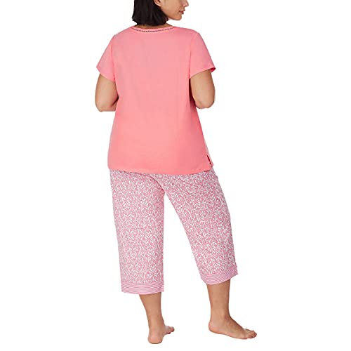 Image of Carole Hochman Women's 4-Piece 100% Cotton Pajama Set - V-Neck T-Shirt, Tank, Capri Pants & Shorts with Drawstring & Pockets