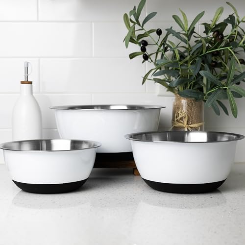 Set de 3 tazones de acero inoxidable blanco Fox Run miniatura 2