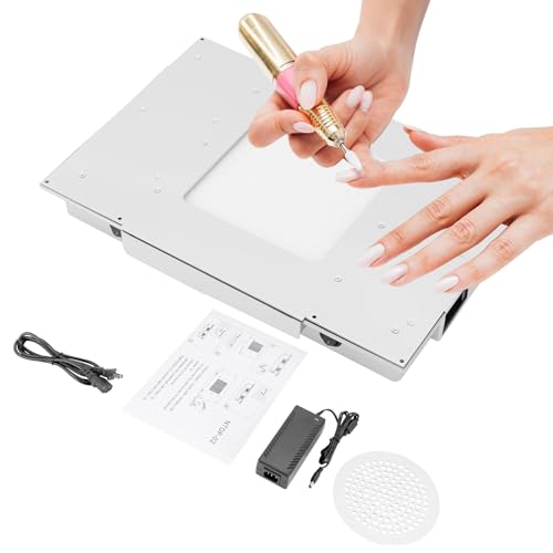 BAIODNB 100W Nail Dust Collector, Professional Extractor Vacuum Acrylic Nail Dust Collector, Table Embedded Nail Dust Extractor Manicure Tool with Filters for Home Salon Use