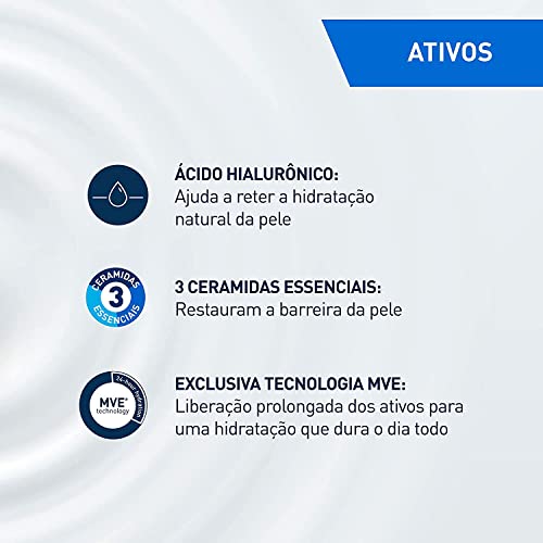 CeraVe, Creme Hidratante Corporal, com textura Cremosa e Ácido Hialurônico, 50g