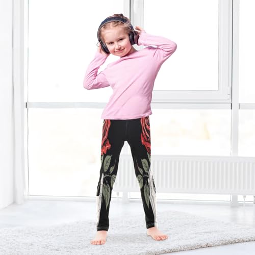 Bolaz Toddler Girls Leggings Printed Yoga Pants Leggings Skull Red Rose Three for Kids4