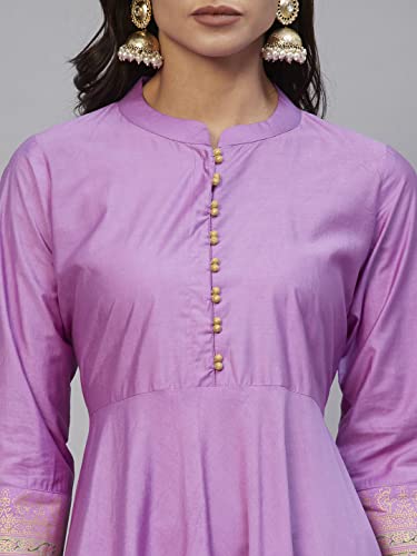 Image of ANNI DESIGNER Women Cotton Blend Solid Kurta With Pant & Dupatta