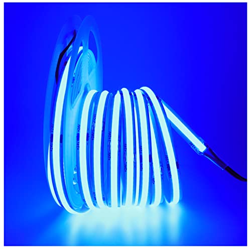 Tesfish ledstrip 24V COB blauw 5m 320 LEDs/M in totaal 1600 LEDs, neonlicht, flexibele led lichtstrip strip lights voor feest, bar, plank, wooncultuur