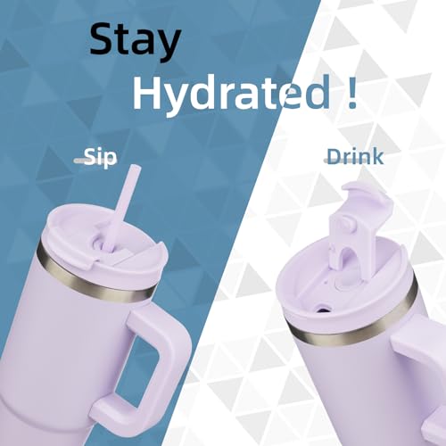 Image of Konokyo 30 oz Insulated Tumbler Water Bottle with Handle, Straw Lid