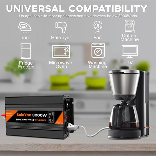 Convertisseur 12V 230V Pur Sinus 3000W avec écran LCD et télécommande - 4