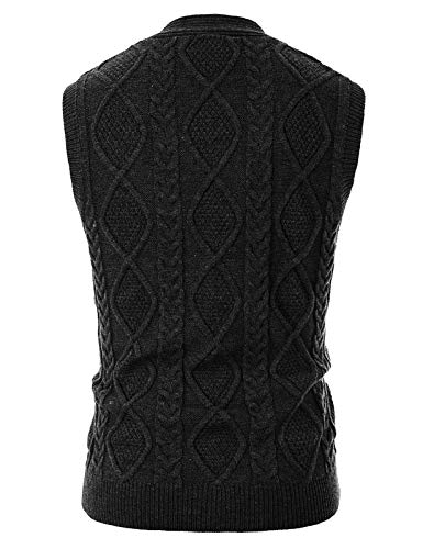 Image of PJ PAUL JONES Mens Cable Knit V Neck Sweater Vest Button Up
