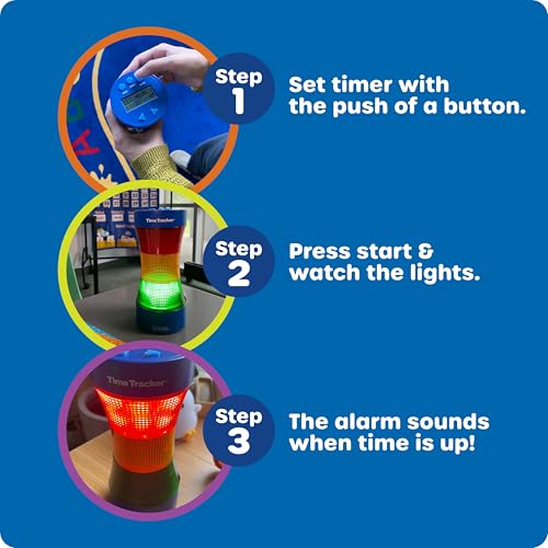Learning Resources Time Tracker Visual Timer & Clock - 1 Piece, Classroom Tracker, Alarm Clock, Light Up Timer for Classroom, Visual Tracker - Image 3