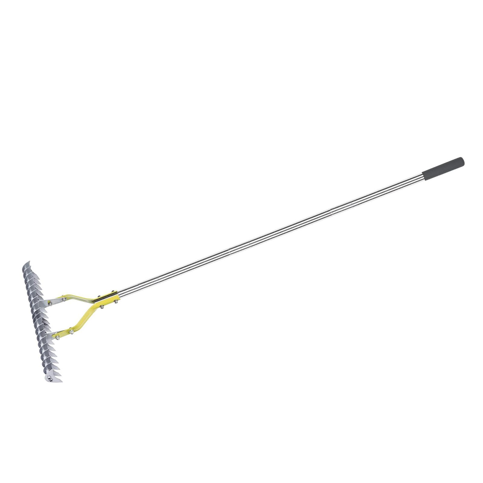 Hidyliu Rastrillo de Paja Ergonómico de Acero Inoxidable de 15 Pulgadas para Limpieza del Jardín, Herramienta Eficaz de Eliminación de Hierba Muerta y Hojas