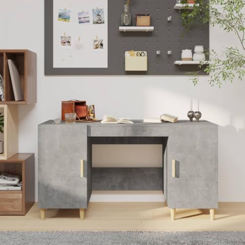LLEZKBR Escritorio de oficina, color gris hormigón, 140 x 50 x 75 cm, madera de ingeniería