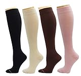 REXX 4 Pairs Women's Graduated Support Anti-Fatigue 8-15mmHg Combed Cotton Compression Socks (4W8-Pack10)