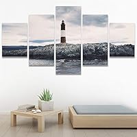 SIGNWIN 5 Panel Canvas Wall Art Modern Art Beach Coastal Multicolor Photography Relax/Calm Romantics for Home Decorations Ready to Hang - 60