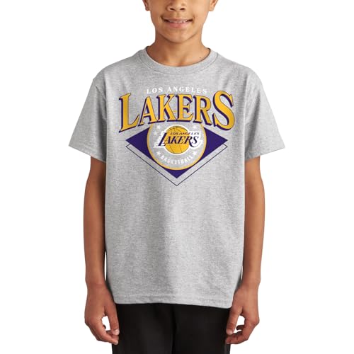 Junk Food NBA - Los Angeles Lakers - Court Classic - Officially Licensed Youth Short Sleeve Fan Tee for Boys and Girls Grey