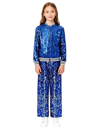 Costume danse moderne jazz filles avec veste paillettes et pantalon large