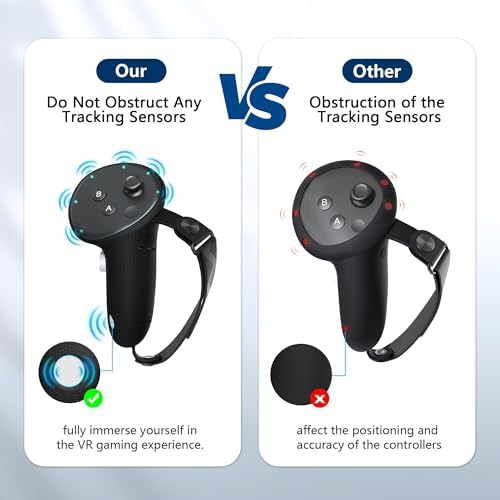 AMVR Upgraded Controller Grips Cover Compatible with Meta/Oculus Quest 3S/ 3 Accessories, with Battery Opening Cover and Knuckle Straps Protector(Not for Charging Dock) (Common Size) - 3