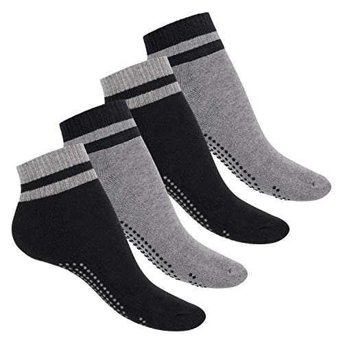 Celodoro Damen und Herren Yoga & Wellness Socken (4 Paar), ABS Söckchen mit Frottee-Sohle - Variante 2 43-46