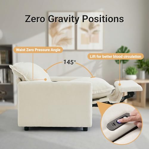 Image of 83.46 inch Power Reclining Sofa with Wireless Charging & Heated Seats,Smart Recliner Sectional Couch,Zero Gravity Recliner Sofa,Deep Seat Cloud Couch for Living Room Home Theater,Beige,2 Seats