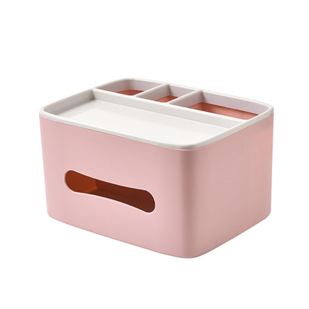 Tissue Tissue Box with Compartment for Home Desktop Multifunctional Pink, Blue(Pink)