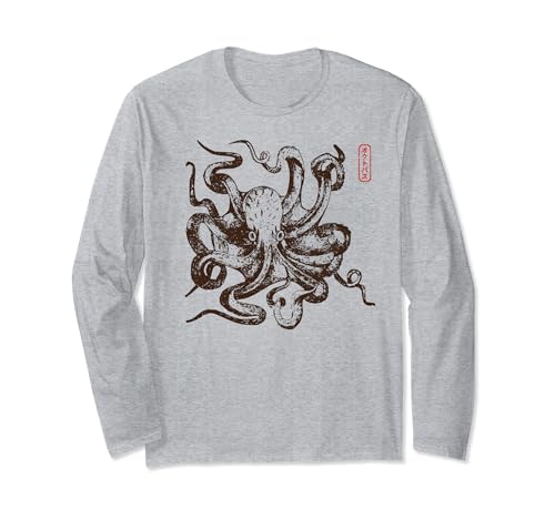 Pulpo Vintage Retro Estético Japonés Manga Larga