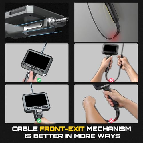 Image of DXZtoz Patented Dual Lens Articulating Borescope with Light, 0.25in Ultra-Thin Probe, 5-inch HD Display, Flexible Snake Endoscope Camera for Aerospace Automotive Engine HVAC Wall Inspection-5FT