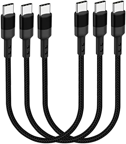 Short USB C to USB C Cable 1FT, 3 Packs, 60W PD Fast Charging