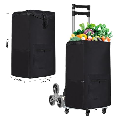 Einkaufstrolley Treppensteiger & Bis 80 kg Belastbar, Aluminium Sackkarre Treppensteiger, Sackkarre Klappbar, Sternrollen, Verstellbarer Griff 105 cm, Treppensteiger klein mit Expanderseilen – Bild 3