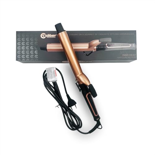 Caliber Professional Inno Heat Curling Iron, Adjustable Temperature, LED Display, Rose Gold (1 inch (25mm))