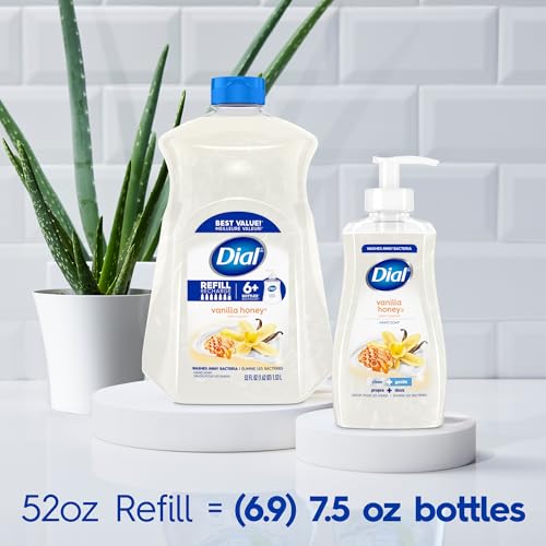 Image of Dial Liquid Hand Soap, Vanilla Honey Scent, 52 Fl Oz Hand Soap Refill (Pack of 3), Dermatologist-Tested, Gentle Formula
