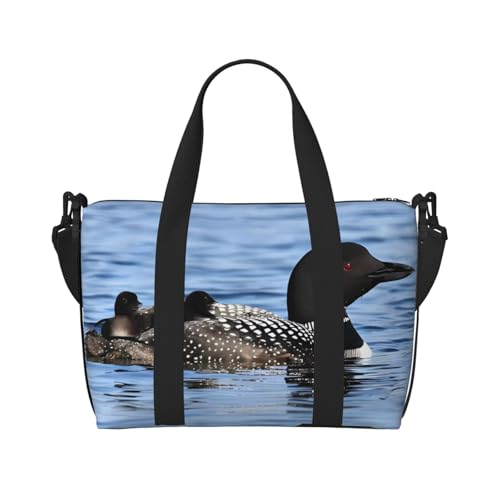 Large Duffel Bag for Men Women, Cute Carry On Tote for Travel, Gym, Weekend Use, Printed Loon Birds, 19.7