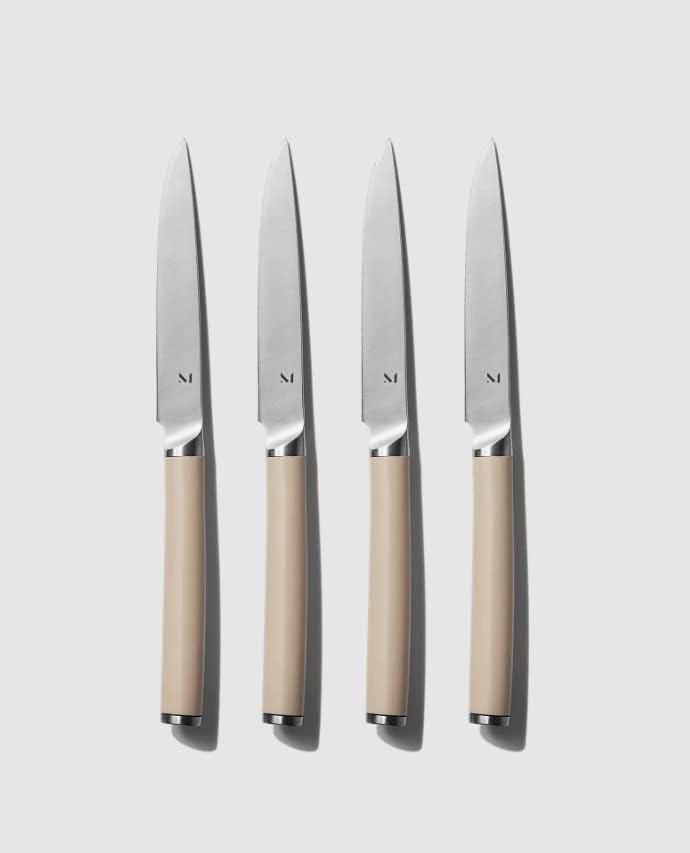 Miniatura 7 de Material, The 5pc Stainless Steel Steak Knives Set, 4 Knives + Holder, Razor Sharp, Matte Finish, Dishwasher Safe, Morel