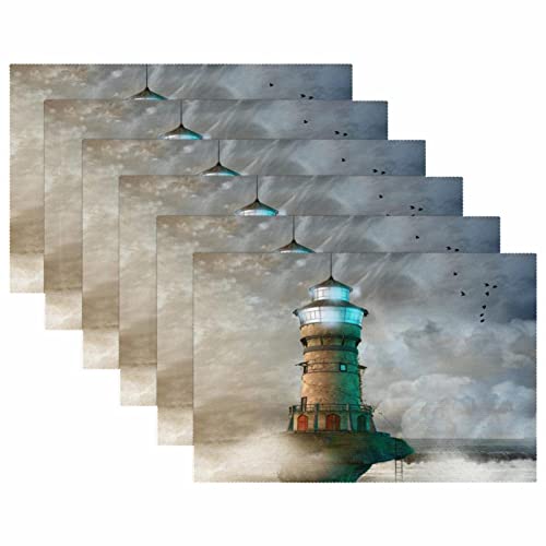 Sets de table phare océan rectangulaires lavables antidérapants