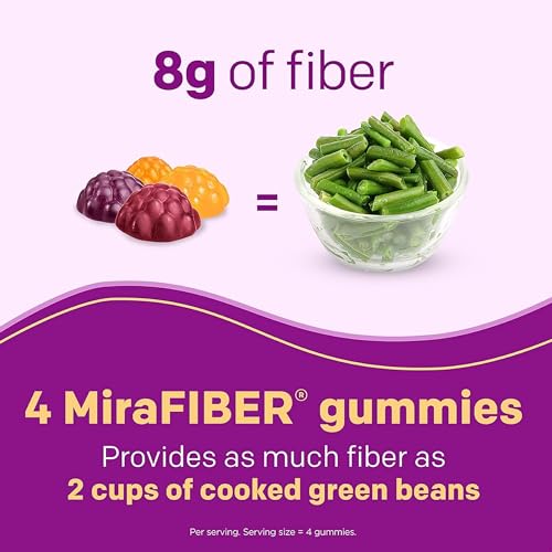MiraLAX New MiraFIBER Gummies, 8g of Daily Prebiotic Fiber with B Vitamins to Support Digestive Health and Metabolism, Fruit Flavored Fiber Gummies, 72 Count, 18 Servings per Bottle - Image 7