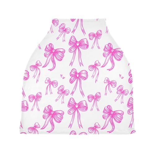 Bulletgxll Cute Bows Car Seat Covers for Babies Breathable Nursing Breastfeeding Cover Multi-Use Infant Carseat Canopy and Stroller Cover for Boys Girls