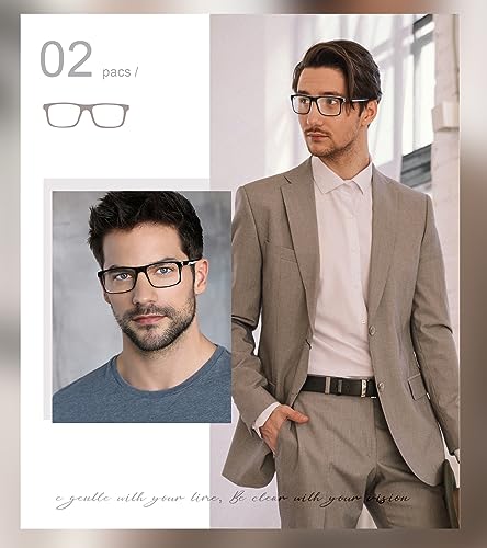 Missfive LIGHTWEIGHT MULTI FOCUS 2-Pack Mens Light Multifocus Progressive Reading Glasses Blue Light Blocking, Multifocal Spring Hinge No-Line Quality Trifocal Readers Comfort Eyeglasses  thumb #1
