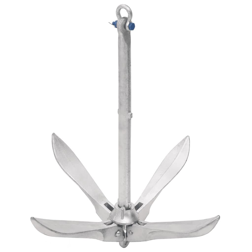 Anclaje plegable con cuerda de 10 kg de hierro fundido galvanizado en caliente, ancla de barco con 4 puntos, 30 m de cuerda de ancla, para veleros, botes inflables, kayaks, paseos seguros