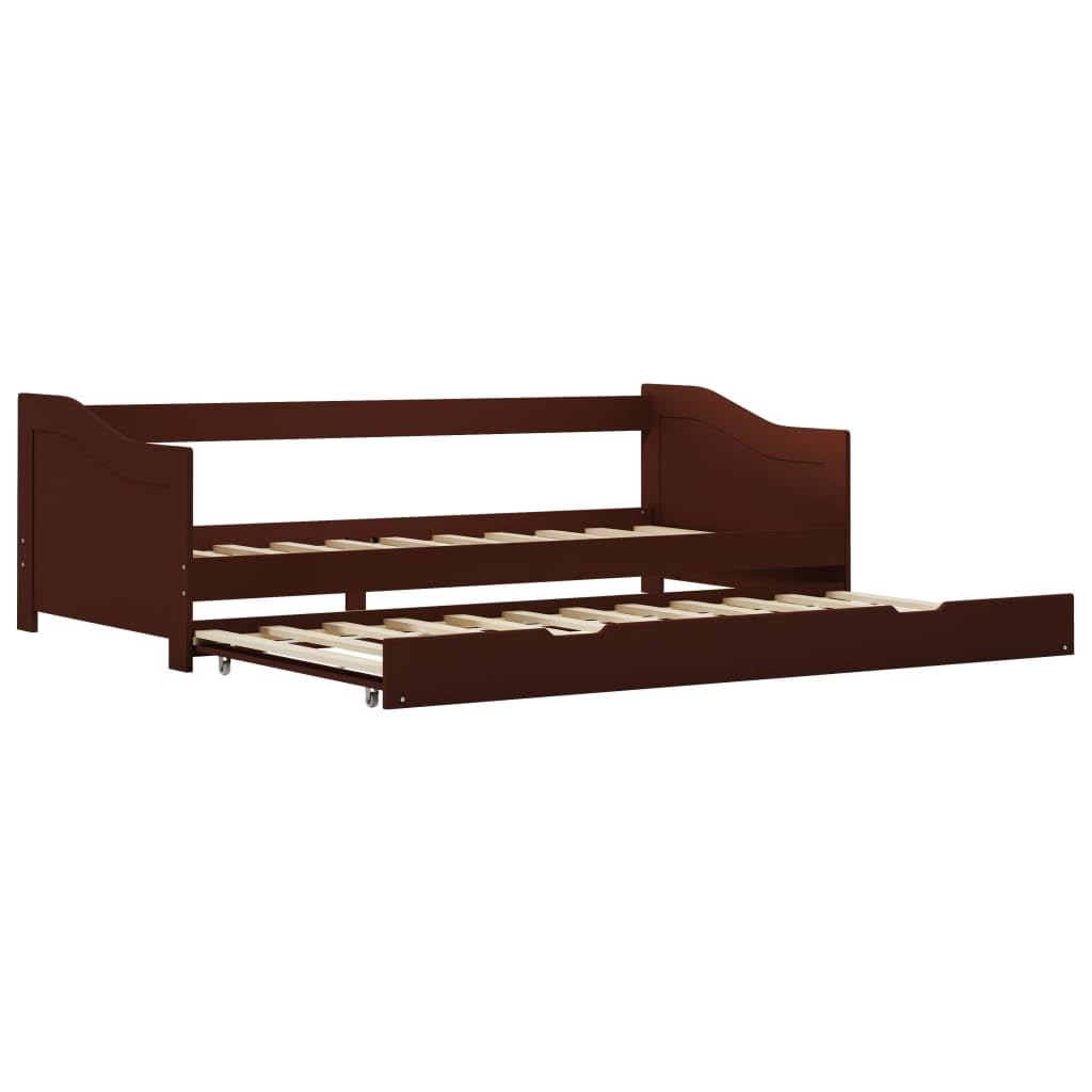 vidaXL Cadre de Lit Extensible Cadre à Lattes Canapé-lit Sommier à Lattes Chambre à Coucher Maison Intérieur Marron Foncé 90x200 cm Bois de Pin