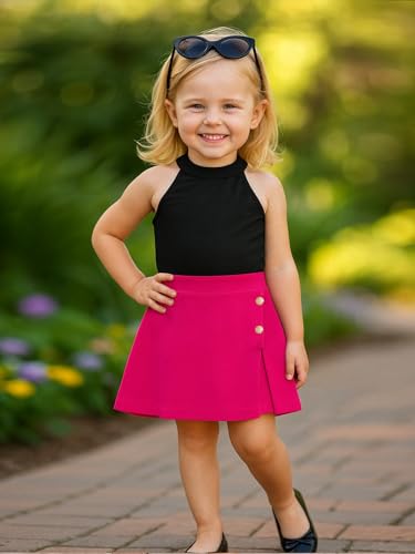 Image of A.T.U.N. (ALL THINGS UBER NICE) Girls Tank Top and Skort Set | Stylish Sleeveless 2 Piece Outfit Set for Kids | Comfortable Soft Fabric Clothing Set for Girls