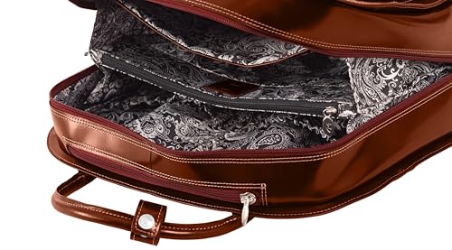 McKLEIN 15" Leather Vertical Wheeled Ladies' Laptop Briefcase- UPTOWN- Brown3