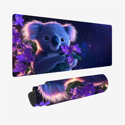 Alfombrilla Ratón XXL Gaming 800 x 400 x 3mm Grande Alfombrilla Ratón Coala Mousepad Flor Diseño con Base de Goma Antideslizante y Bordes Cosidos para Decoracion Escritorio, Regalo Hombre,Model648