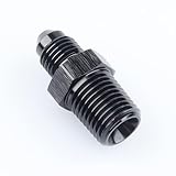 Aluminum 4AN Flare to 1/4 NPT Male Hose Fitting Adapter Union Fuel Oil Line Pipe Connector, JIC 4AN 7/16-20 Male Flare to 1/4 NPT Male Thread Black Anodized