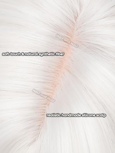 Image of Half and Half Short White Anime Wig for Juuzou Cosplay Male Silver White Layered Wig with Side Part Bangs for Women Men Unisex Halloween Party
