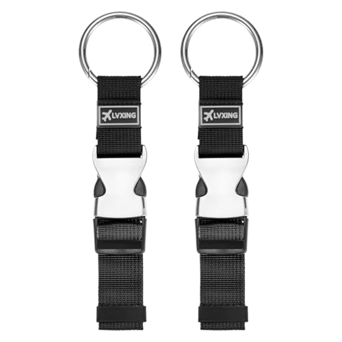 Image of M METERXITY 2-Pack Add A Bag Luggage Strap, Adjustable Suitcase Belt for Connecting Luggage /Backpack /Jacket, Carry Strap with Ring Buckle [Black]