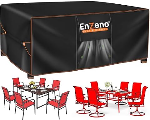 Enzeno Garden Table Cover Wodoodporna, Zimoodporna pokrywa mebli ogrodowych, 420D Oxford Fabric Protective Cover Stół ogrodowy, Pokrywa mebli ogrodowych dla ogrodowego stołu siedzącego,170x94x74cm