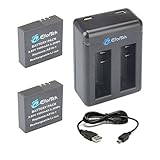 AZ16-1 EforTek Replacement Battery(2 Packs) and Dual USB Charger for Xiaomi YI 4K,Yi 4K+ Action Camera，100% Compatible with Original