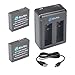 AZ16-1 EforTek Replacement Battery(2 Packs) and Dual USB Charger for Xiaomi YI 4K,Yi 4K+ Action Camera,100% Compatible with Original