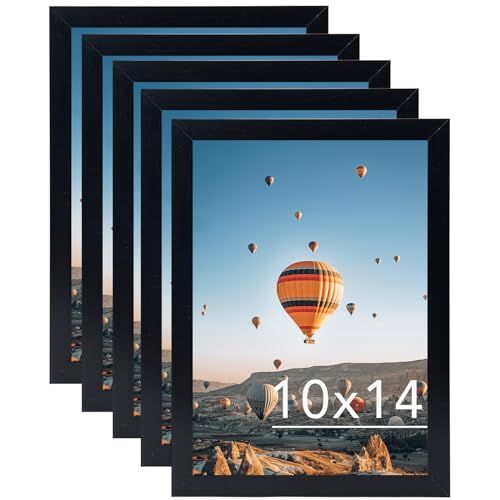 JCJMY 10x14 Picture Frame Set of 5 Black for 30 x 40cm Diamond Painting Art, Wall Mounting Horizontally or Vertically, 10 x 14 Wall Gallery Poster Photo Frame with Durable Shatter Resistant